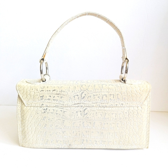 Tosca Blu Handbag Croc Embossed Leather w/ hints of Metallic Silver - Picture 3 of 14